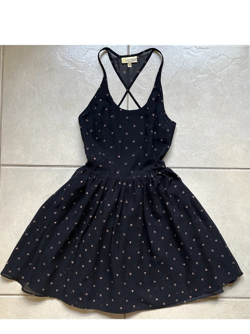 Whimisgoth fairy princess vera wang Black Mini Dress with Pink Heart Print